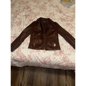 Kenneth Cole Women’s Brown Leather Light Weight Jacket! Used! See Pictures!